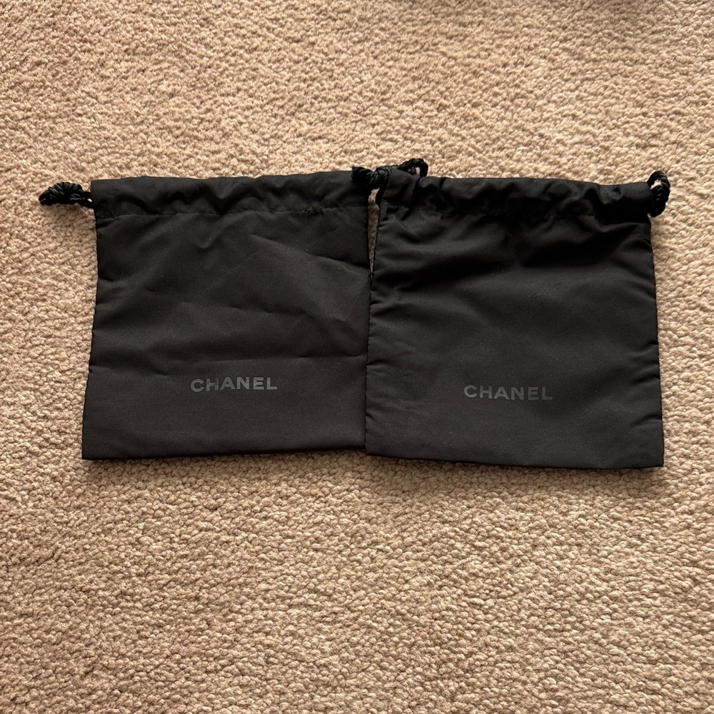 CHANEL Black Drawstring Pouch Set